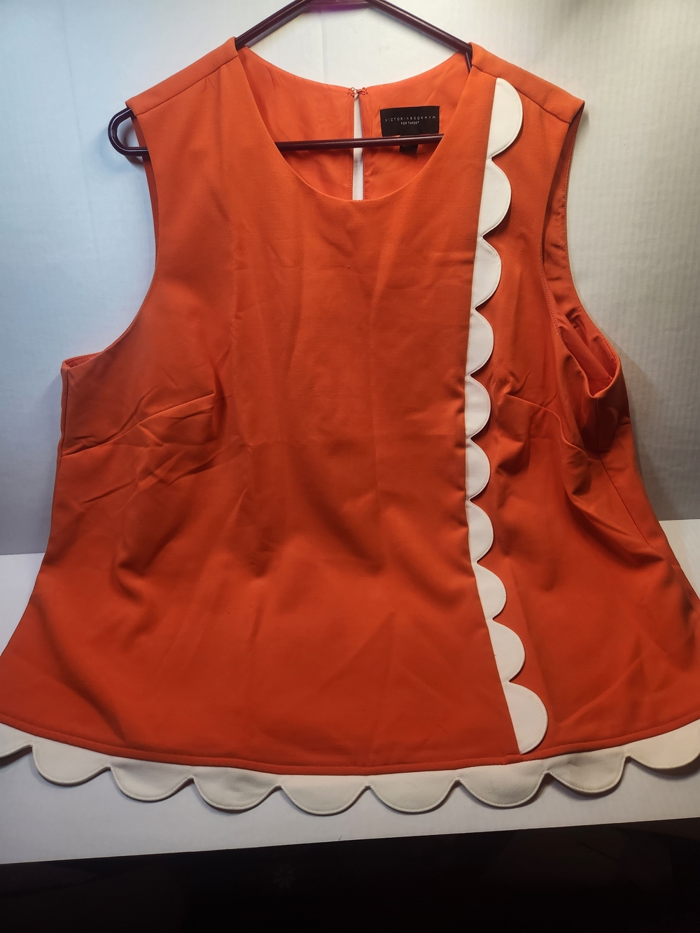 Victoria Beckham for Target Orange Tank with Cream Scallop Trim